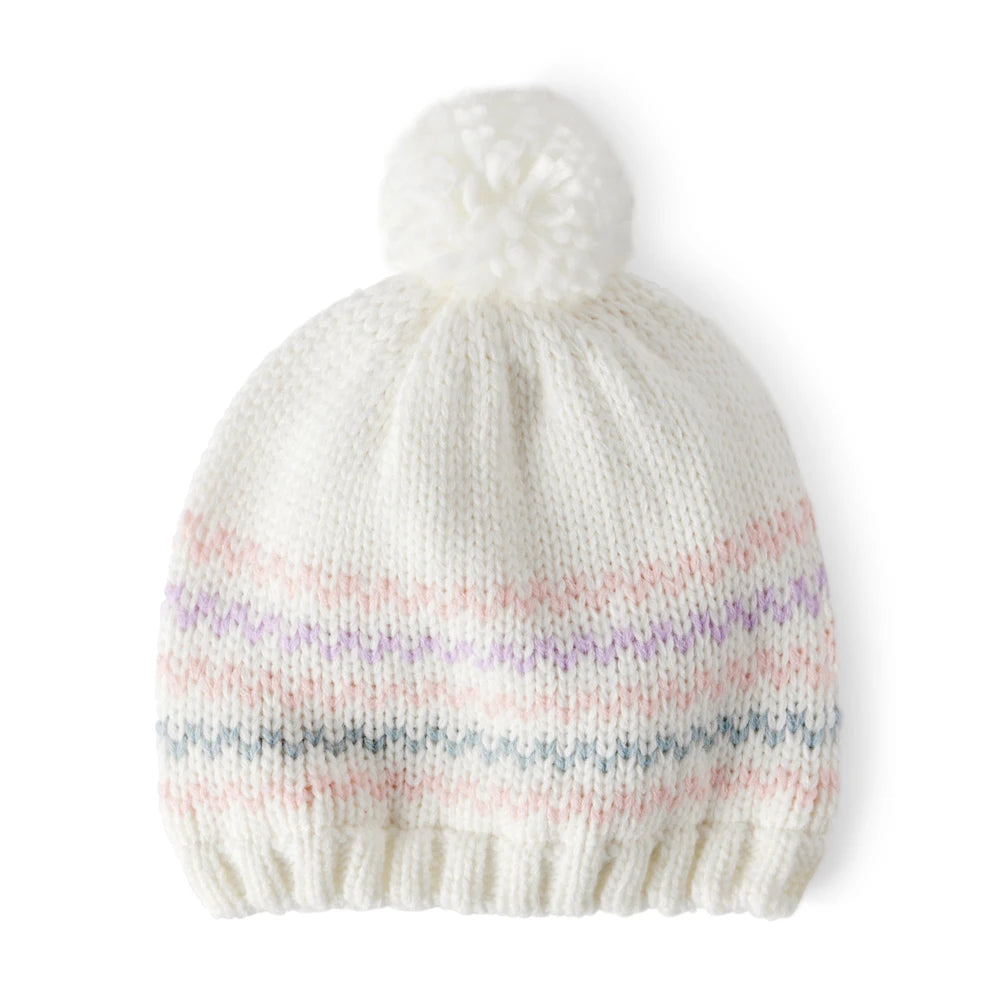 Bonnet à Pompon Rayé Bébé Fille Carter's - Blanc