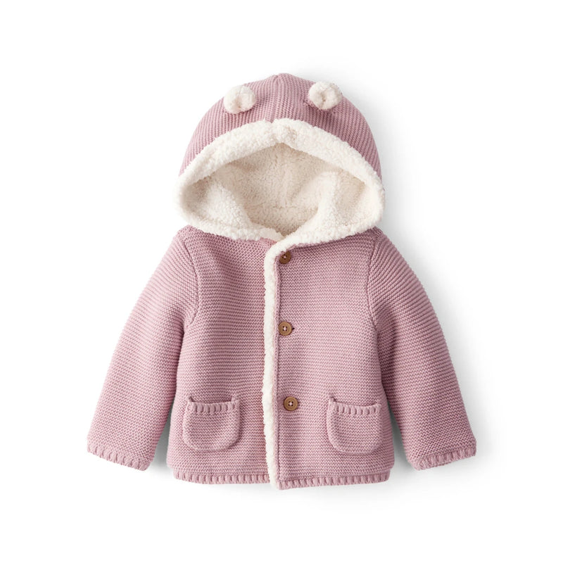 Baby Girl Carter's Sherpa-Lined Cotton Cardigan - Pink