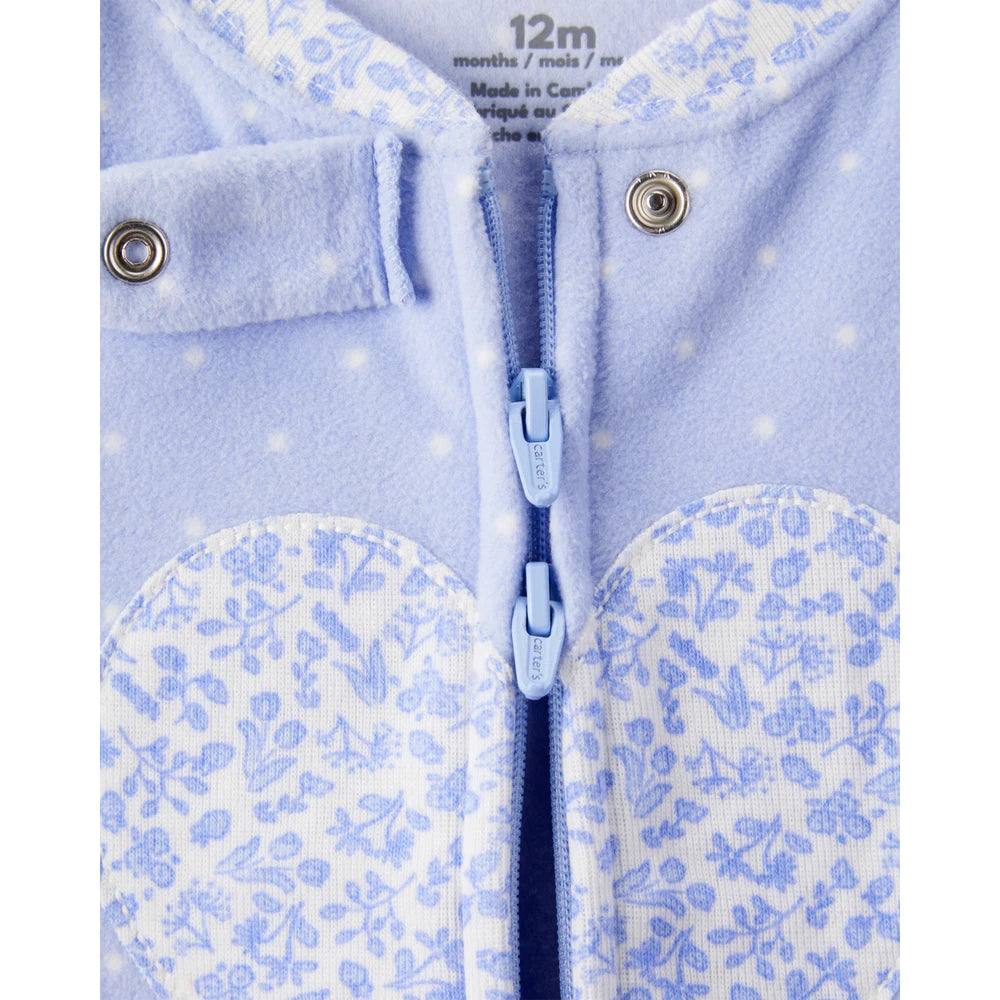 Grenouillère en Polaire Cœurs Bébé Fille Carter's - Bleu