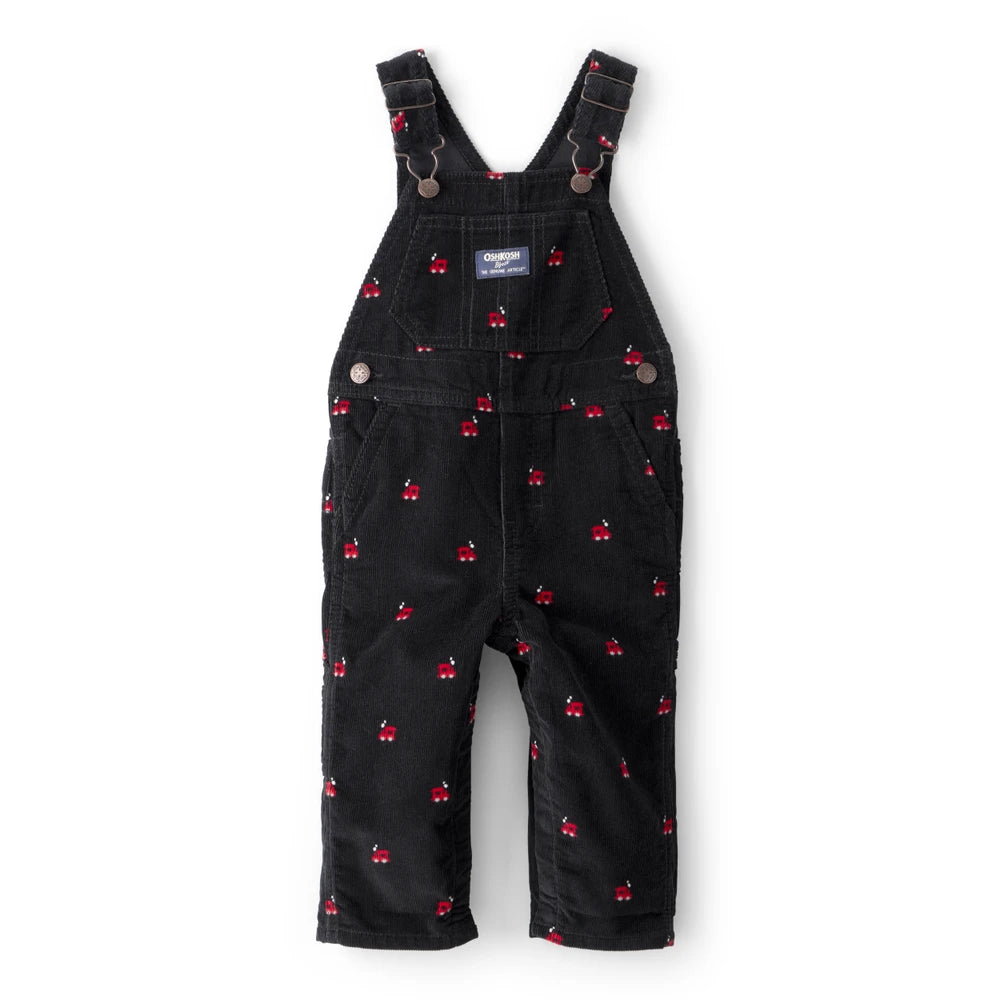 Salopette en Velours Côtelé Imprimé Trains Bébé Garçon OshKosh - Noir