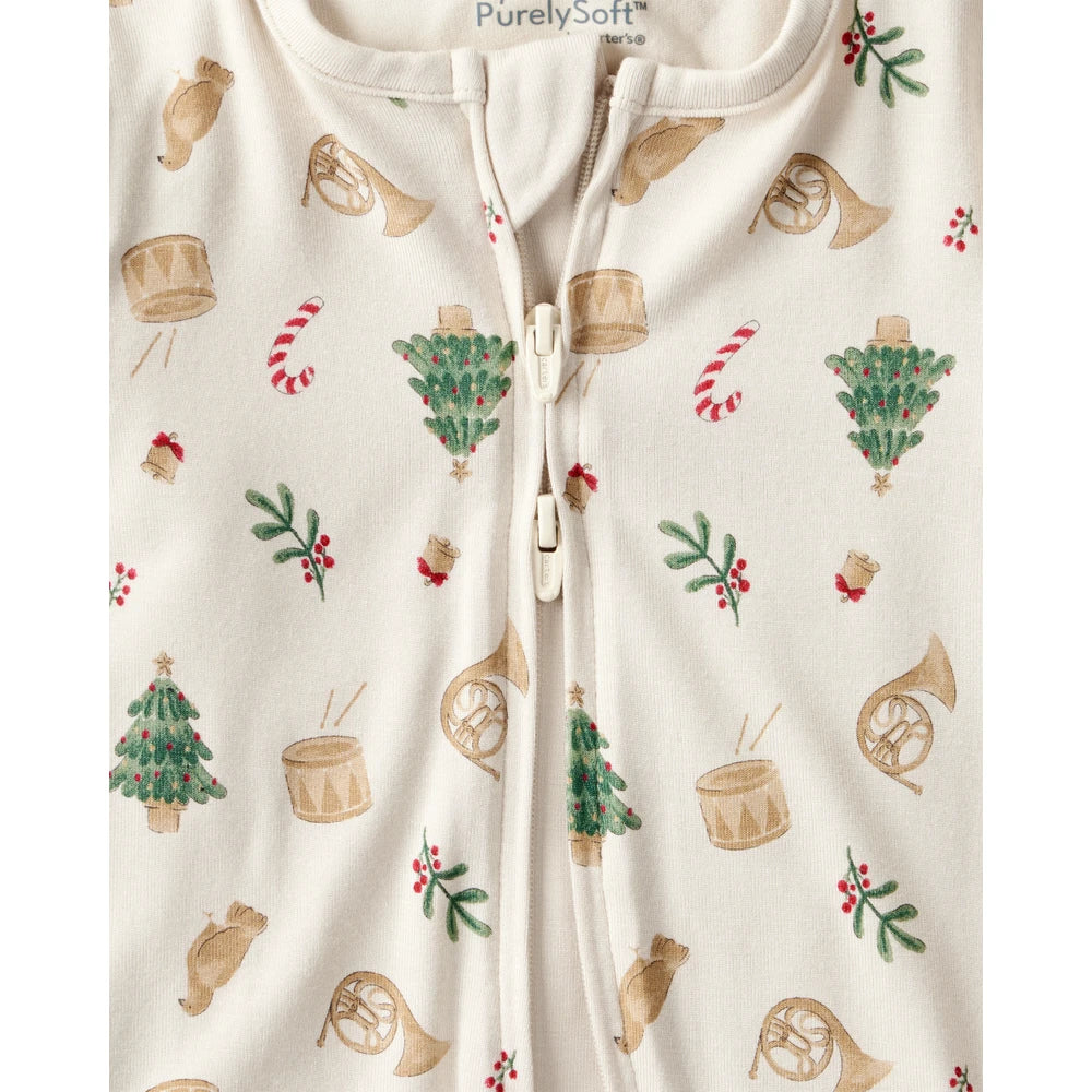 Grenouillère PurelySoft Motifs de Noël Bébé Carter's - Blanc