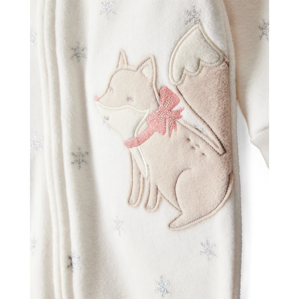 Grenouillère en Micropolaire Renard Bébé Fille Carter's - Blanc