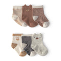 Baby Boy Carter's 6-Pack Teddy Bear & Stripe Socks - Brown & Cream
