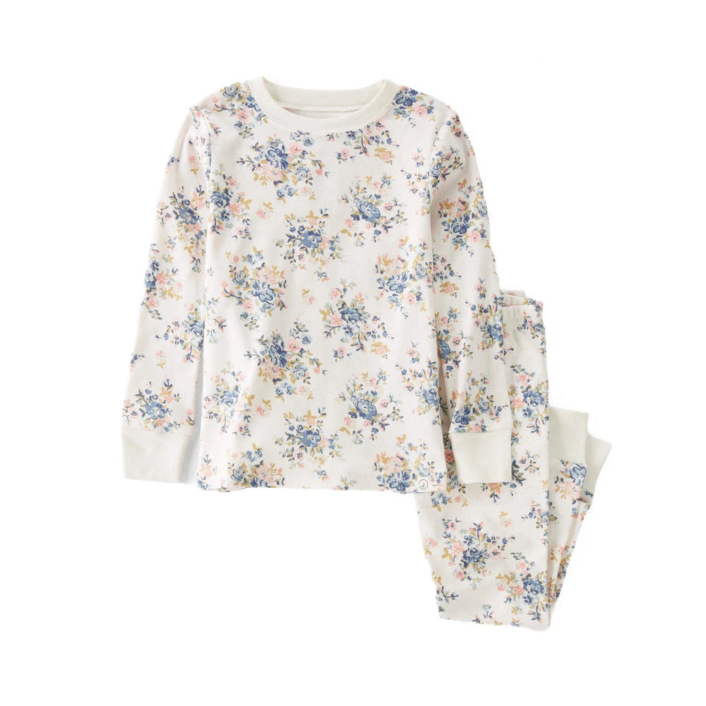 Pyjama 2 Pièces en Coton Bio Fleuri Fille Little Planet - Crème