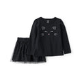 Ensemble T-shirt Chat & Jupe en Tulle Halloween Fille Carter's - Noir