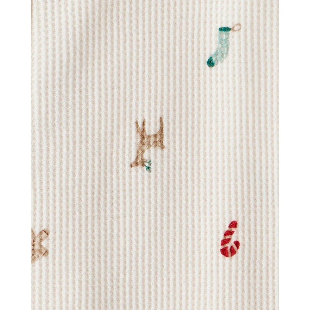Pyjama 1 Pièce Thermique en Coton Motifs de Noël Carter's - Blanc