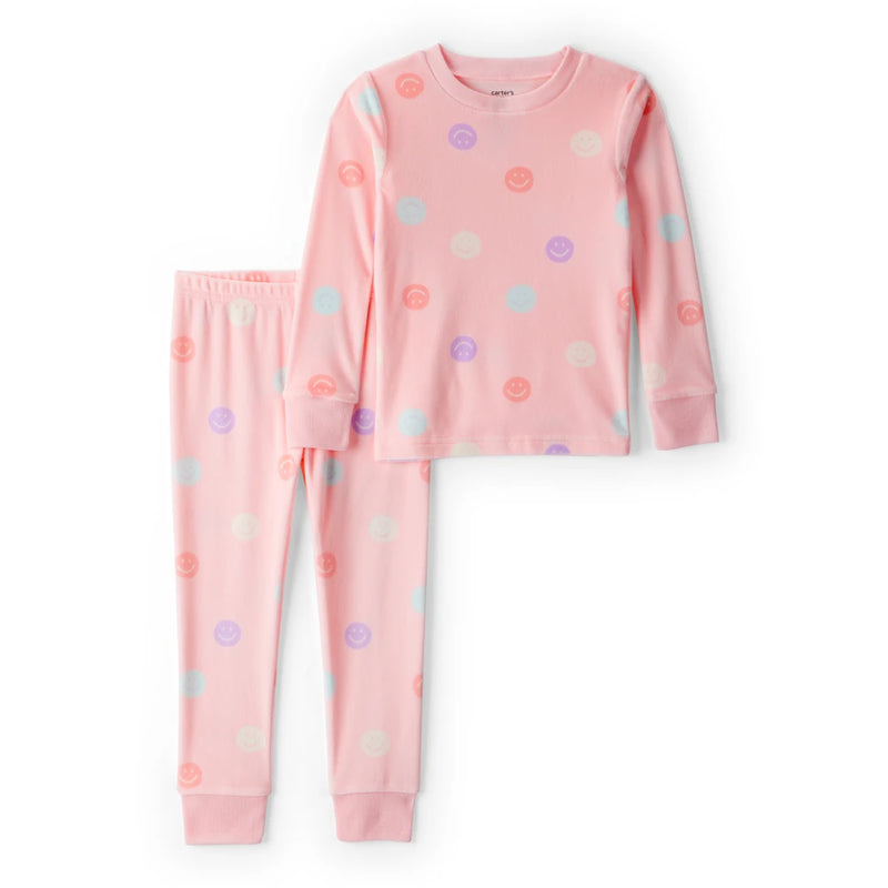 Girl Carter's DreamPlush Smiley 2-Piece Pajamas - Pink