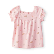 Haut à Manches Bouffantes Fleuri Fille OshKosh - Rose