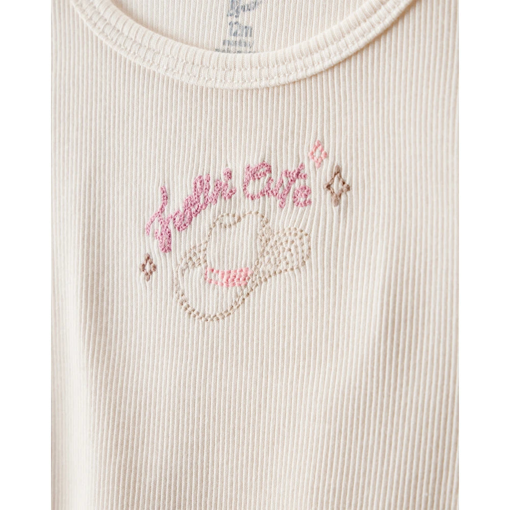 T-shirt Côtelé Chapeau de Cowgirl Fille OshKosh - Ivoire