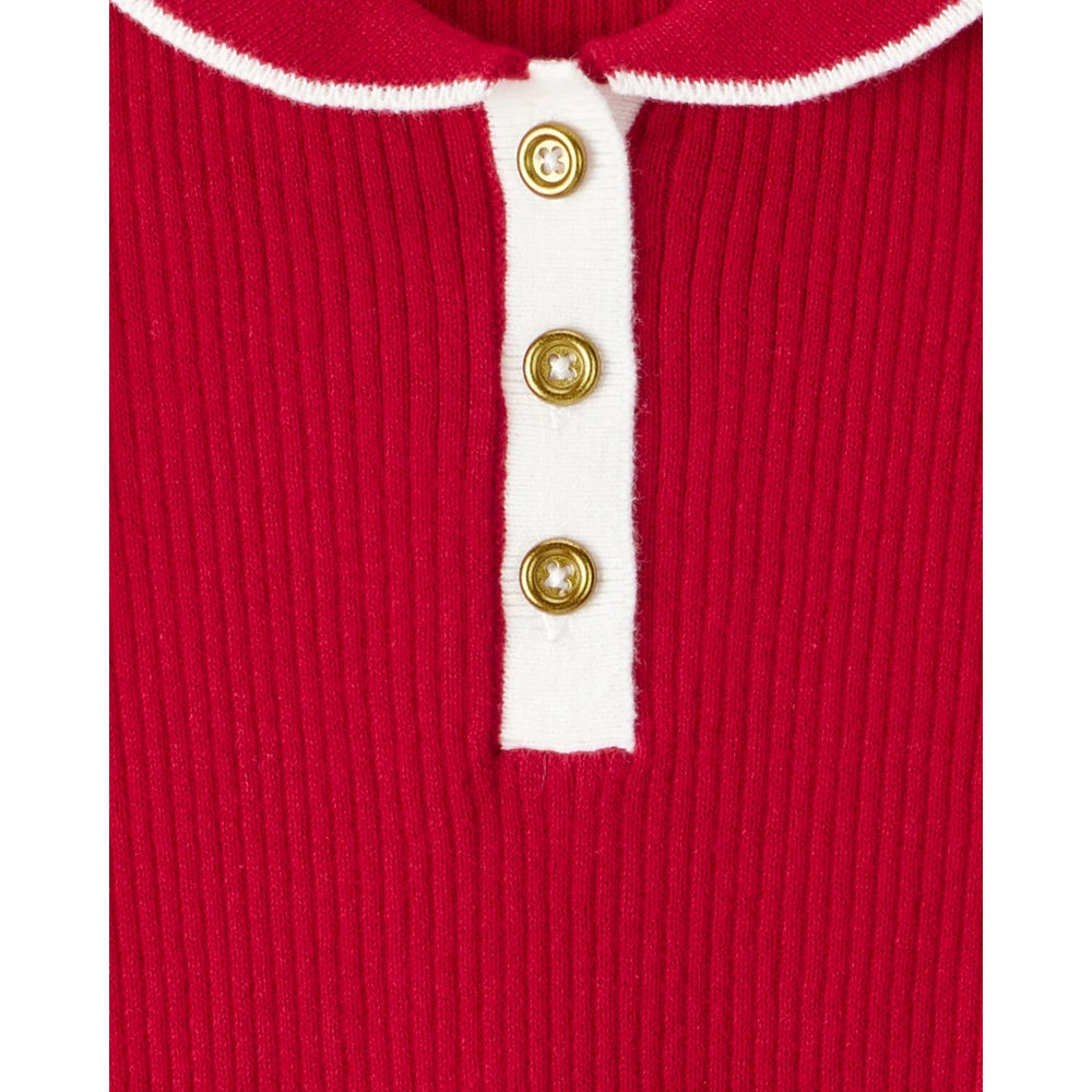 Robe de Fête à Manches Longues en Tricot Fille Carter's - Rouge