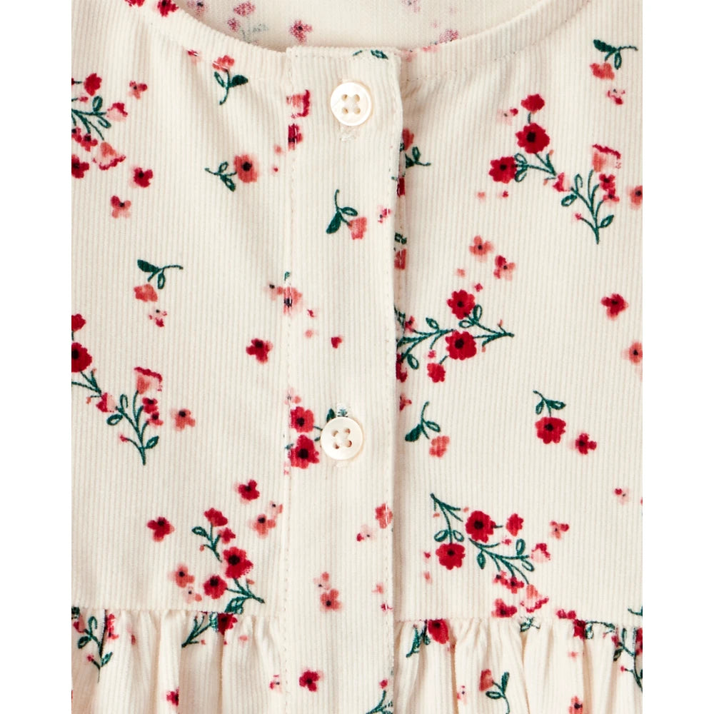 Robe Fleurie en Velours Côtelé Fille Carter's - Ivoire