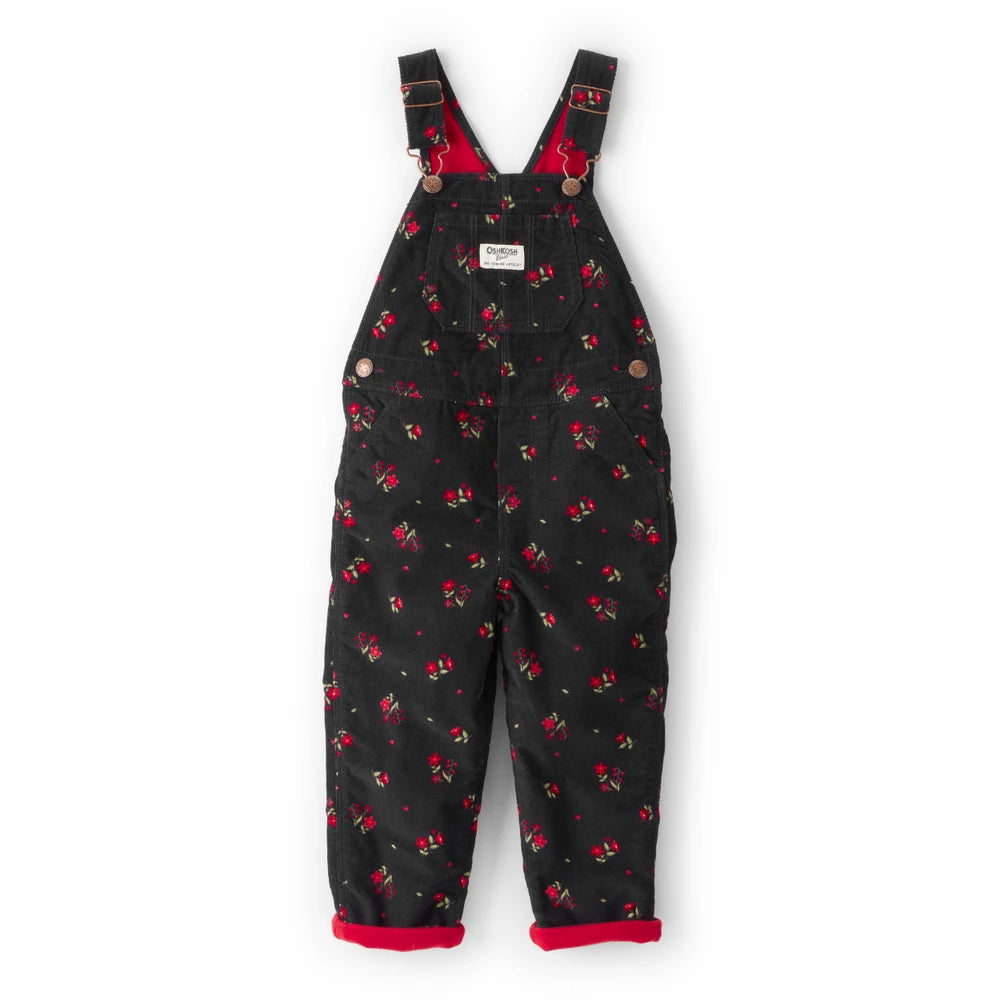 Salopette en Velours Côtelé Fleurie Fille OshKosh - Noir
