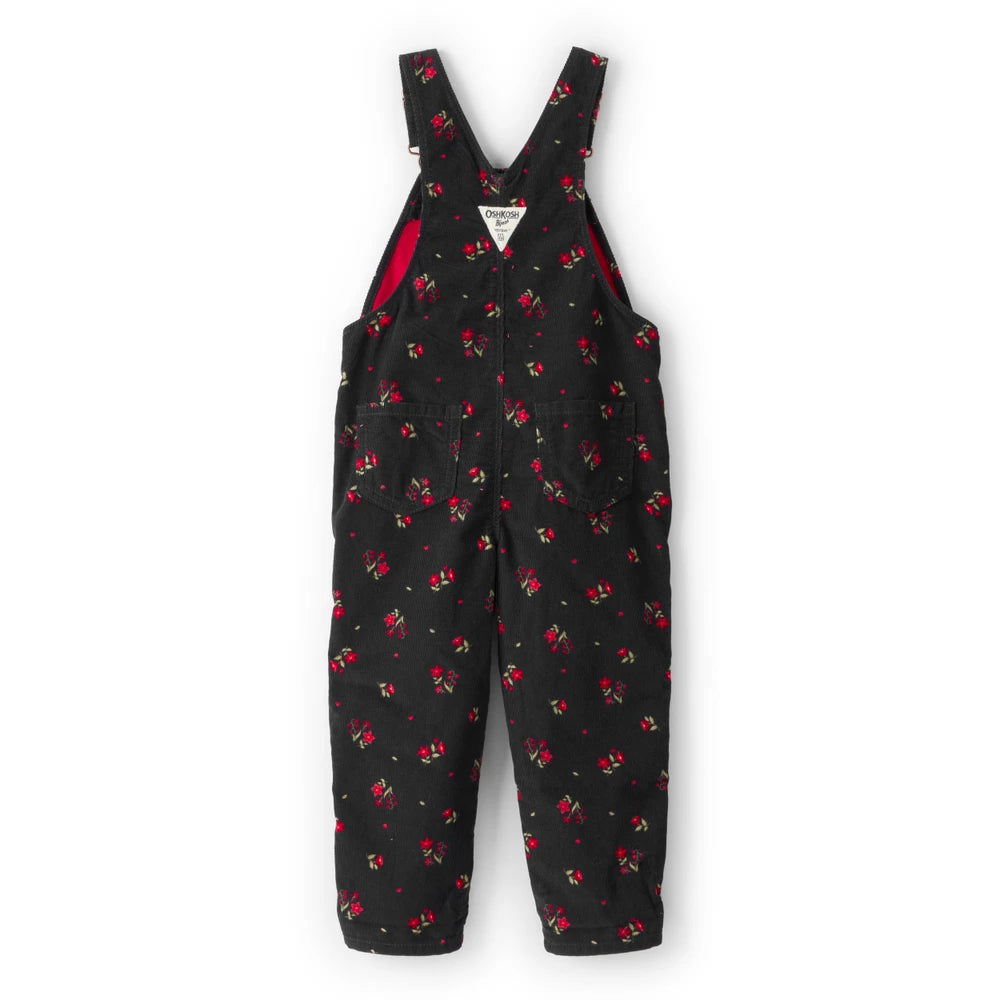 Salopette en Velours Côtelé Fleurie Fille OshKosh - Noir