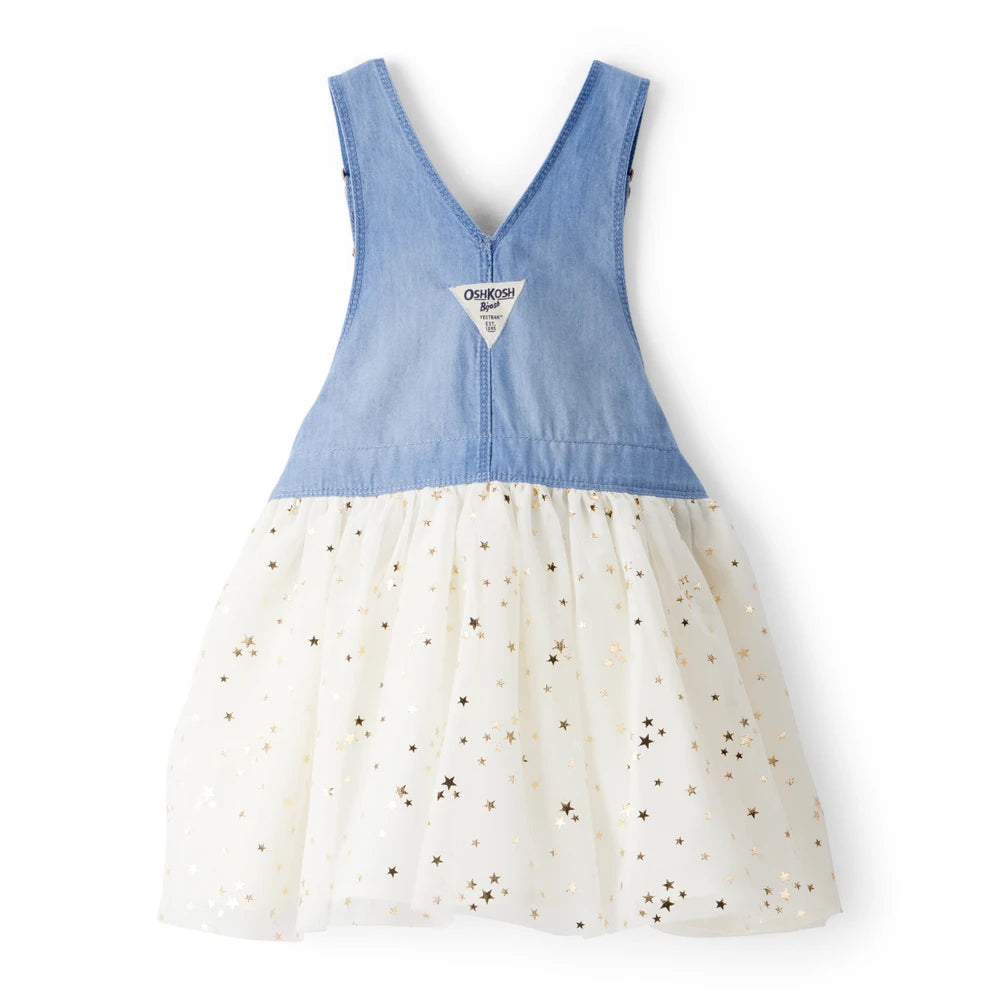 Jupe-Salopette Chambray et Tulle Fille OshKosh - Bleu & Crème
