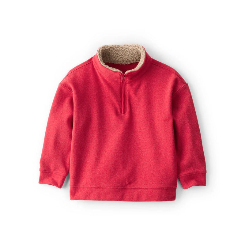 Boy Carter's Zip-Up Trucker Collar Sweater - Red