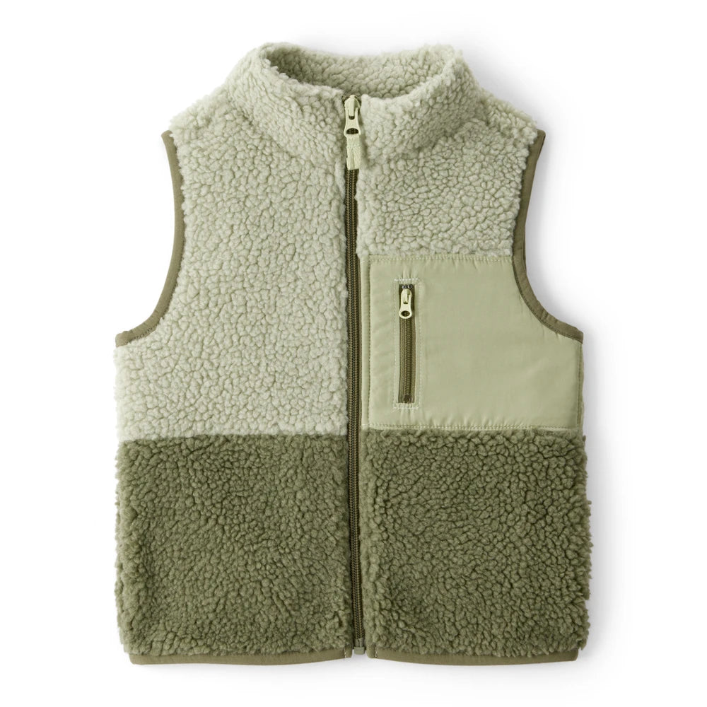 Gilet Sans Manches en Sherpa Colorblock Garçon Carter's - Vert