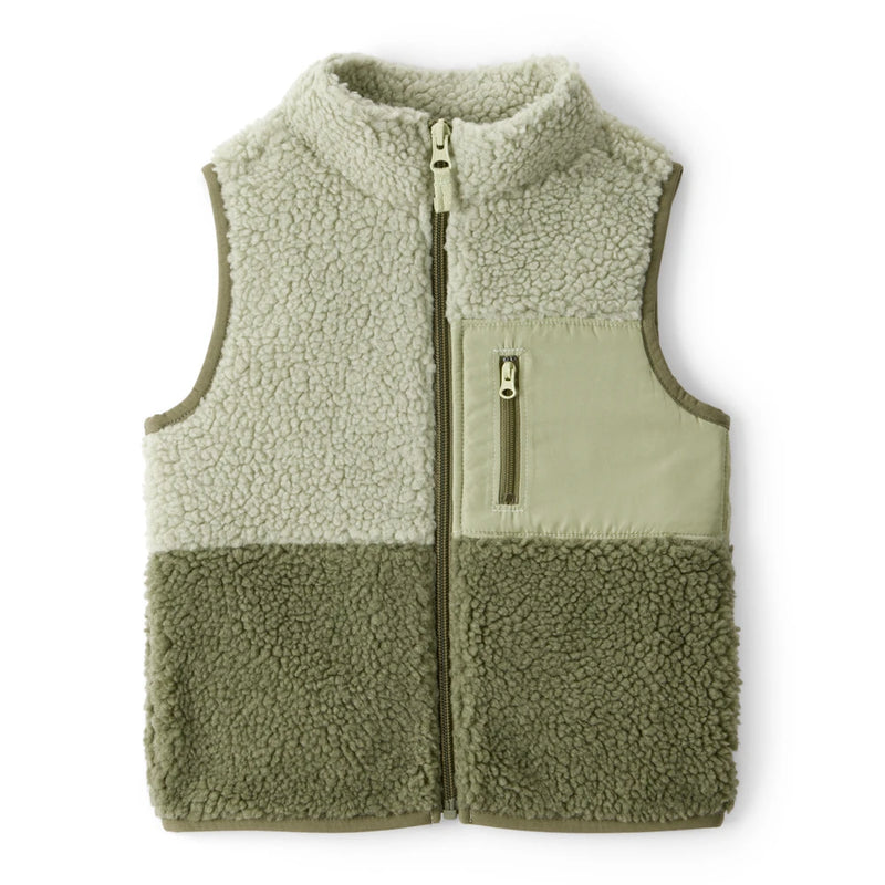 Gilet Sans Manches en Sherpa Colorblock Garçon Carter's - Vert