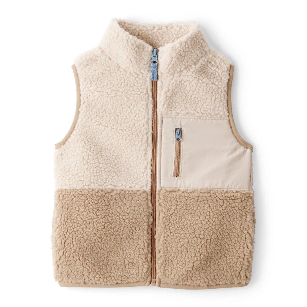 Gilet Sans Manches en Sherpa Colorblock Garçon Carter's - Beige