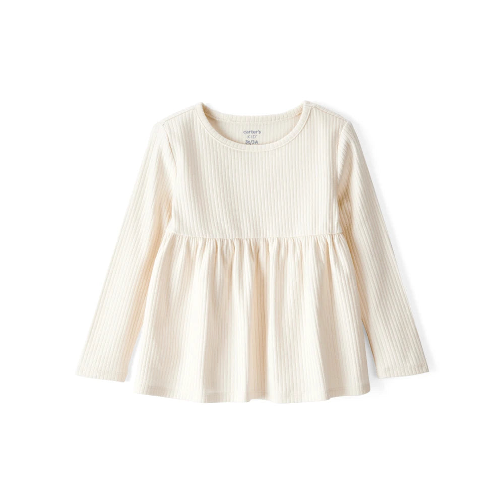 Haut Péplum à Manches Longues Fille Carter's - Crème