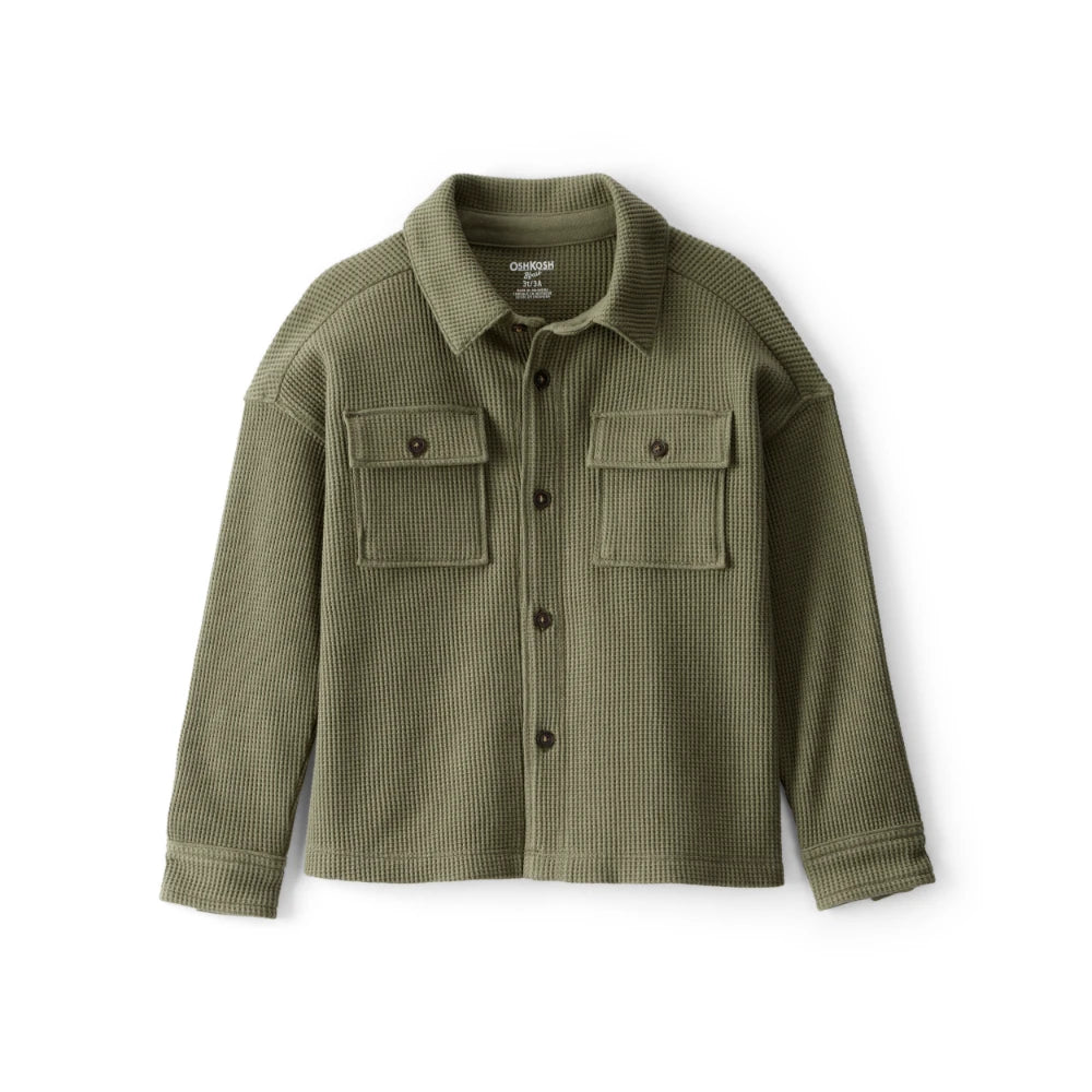 Chemise Utilitaire Gaufrée à Manches Longues Garçon OshKosh - Olive