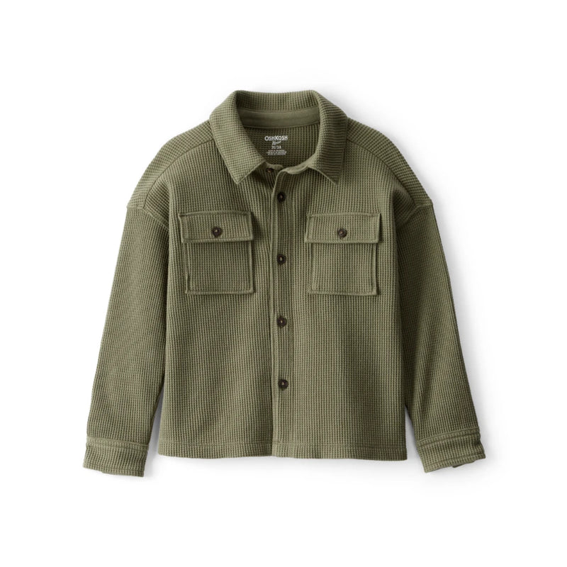 Chemise Utilitaire Gaufrée à Manches Longues Garçon OshKosh - Olive