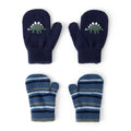 Boy Carter's Non-Slip Dinosaur & Stripe Mittens - Blue