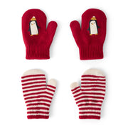 Moufles Antidérapantes Pingouin & Rayures Garçon Carter's - Rouge