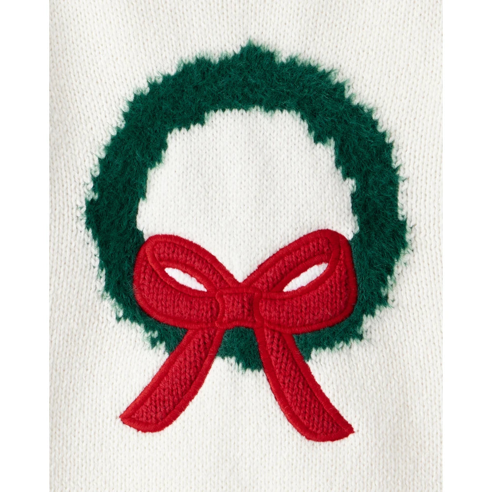 Pull en Tricot Couronne de Noël Fille Carter's - Blanc