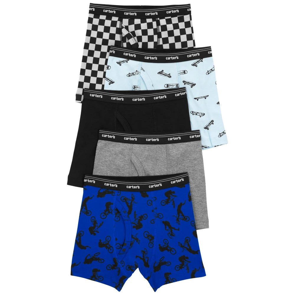 Lot de 5 Boxers à Damier Garçon Carter's - Bleu & Gris