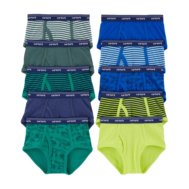 Lot de 10 Slips Dinosaures Garçon Carter's - Vert & Bleu