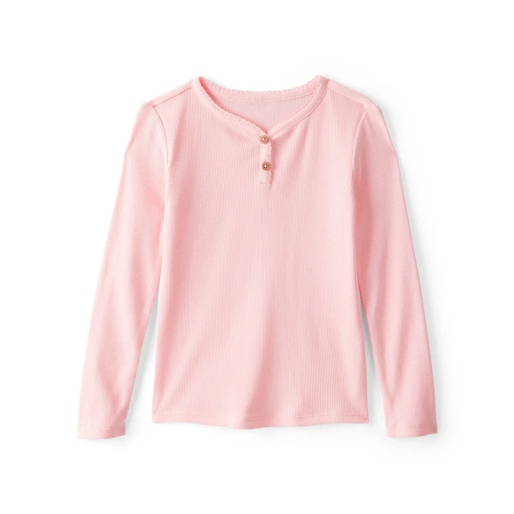T-shirt Henley Côtelé à Manches Longues Fille OshKosh - Rose
