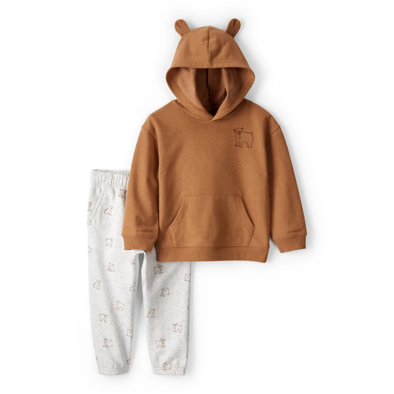 Boy Carter's Teddy Bear Fleece Tee & Pants Set - Brown