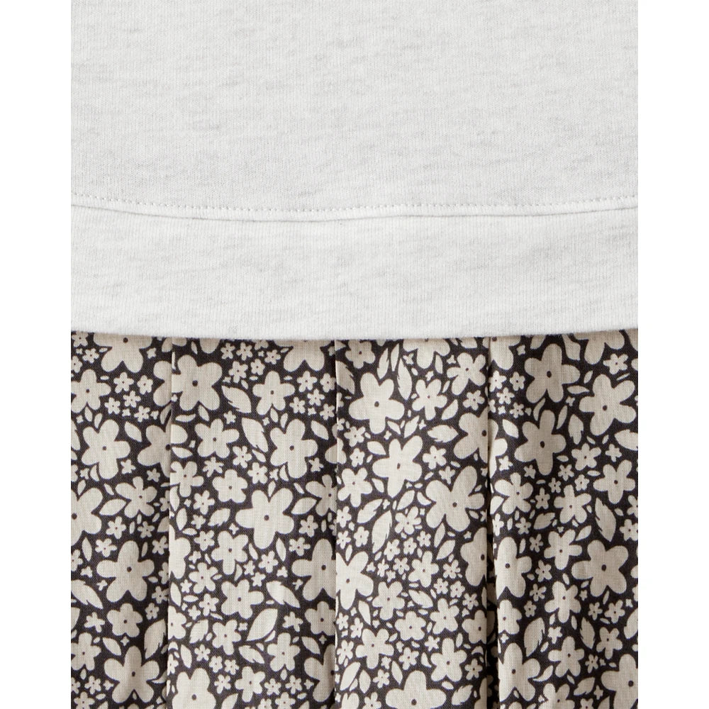 Robe Pull Fleurie à Manches Longues Fille Carter's - Gris