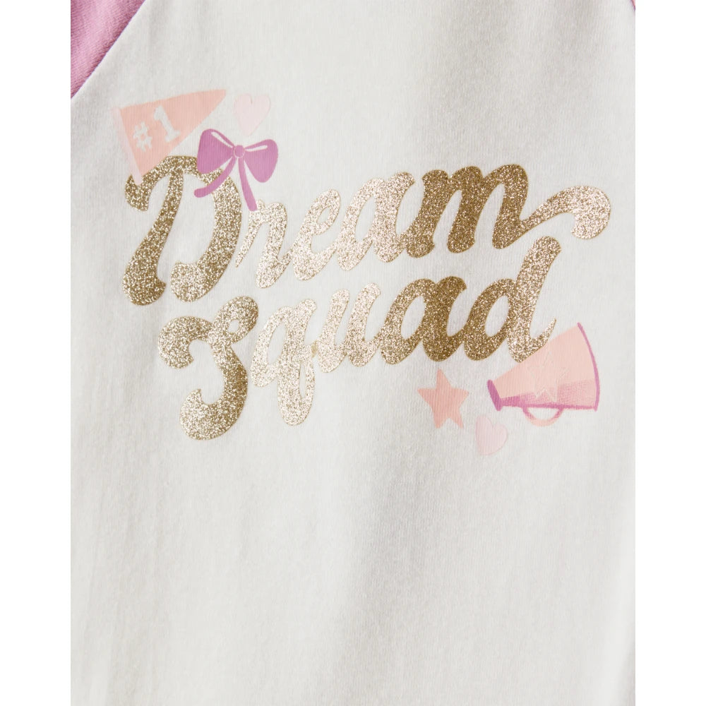 Pyjama 4 Pièces en Coton Pom-Pom Girl Fille Carter's - Blanc & Rose