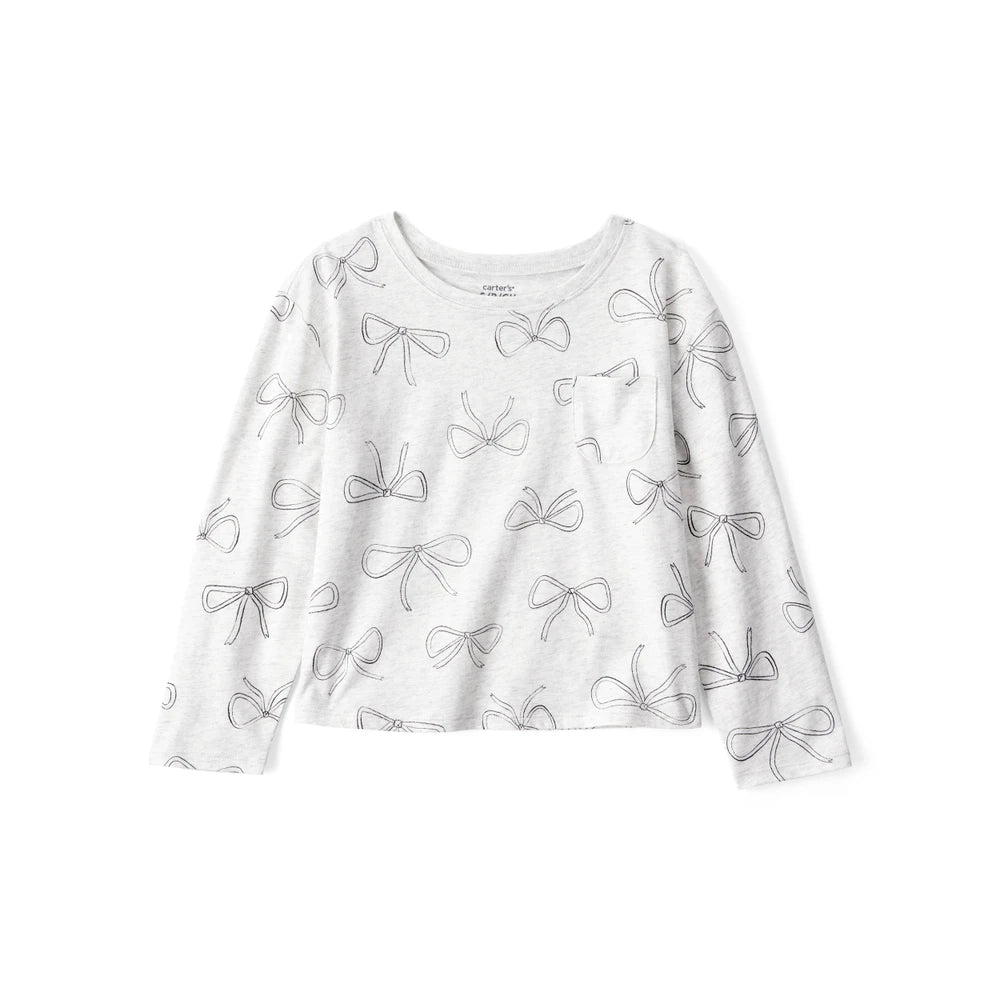 T-shirt à Manches Longues Nœuds Fille Carter's - Gris