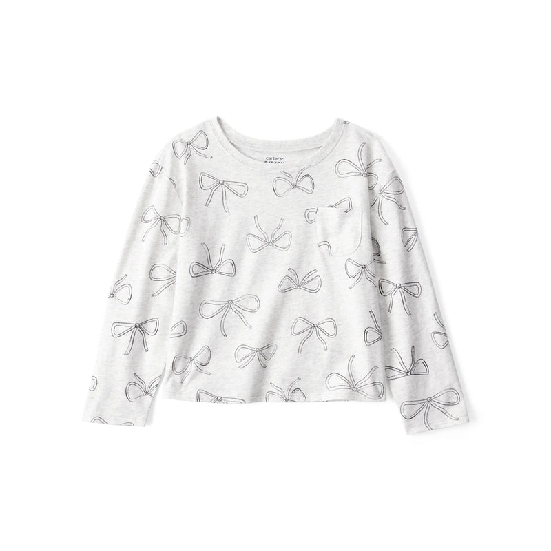 T-shirt à Manches Longues Nœuds Fille Carter's - Gris