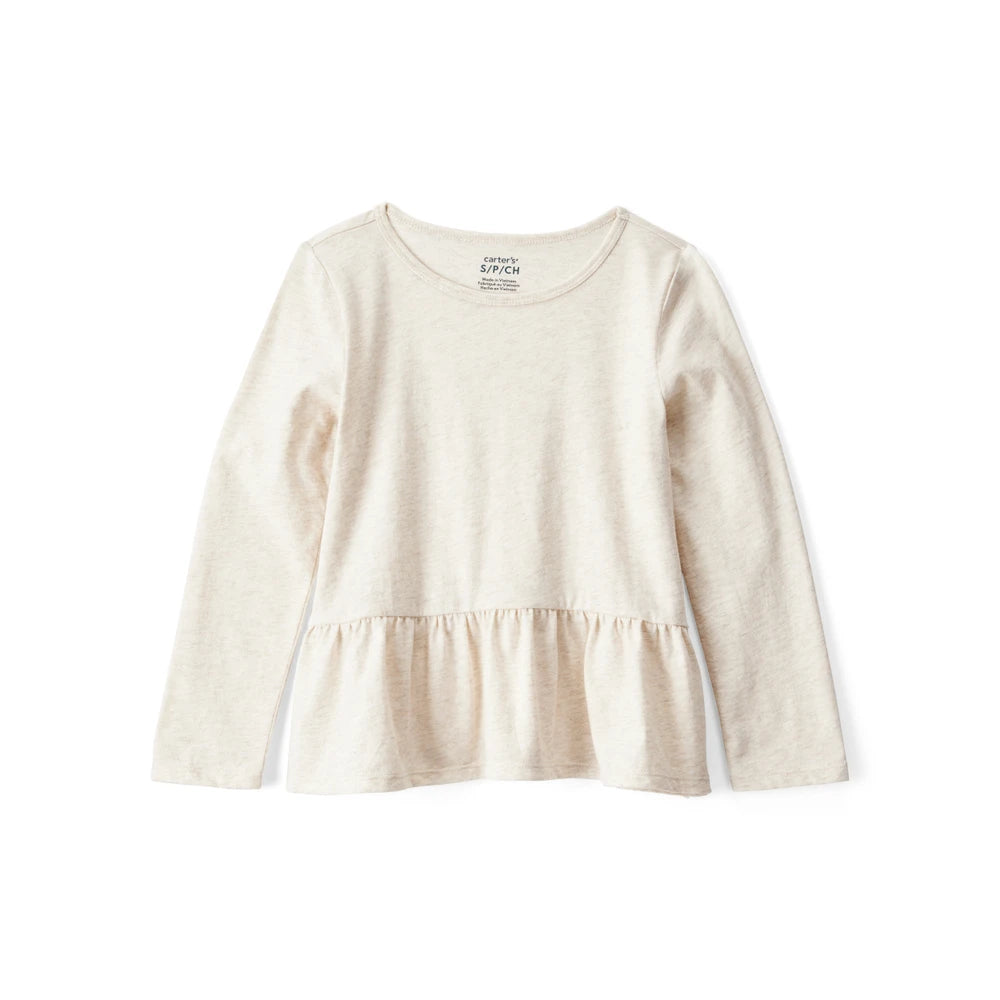 Haut Péplum à Manches Longues Fille Carter's - Beige Chiné