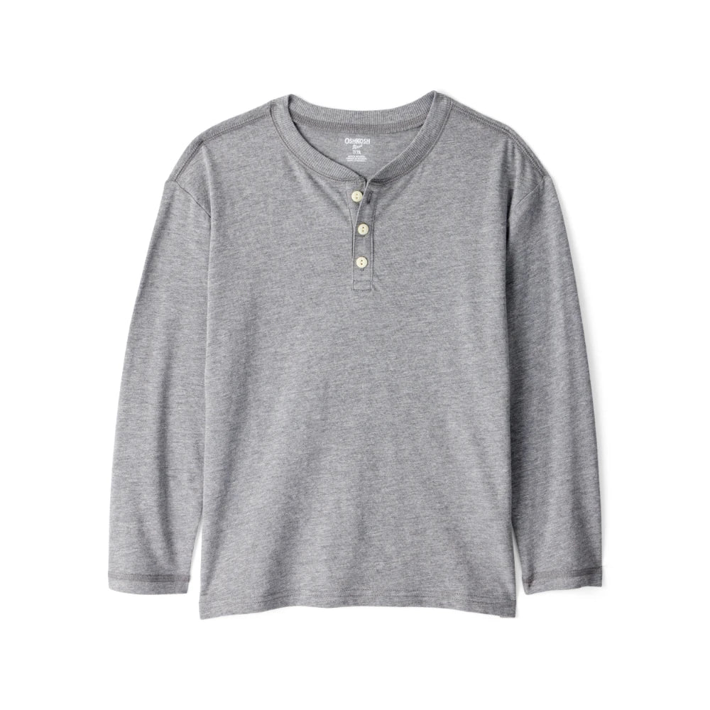 T-shirt Henley à Manches Longues Garçon OshKosh - Gris Chiné