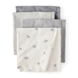 Lot de 4 Langes d'Emmaillotage Moutons & Rayures Bébé Carter's - Gris & Blanc
