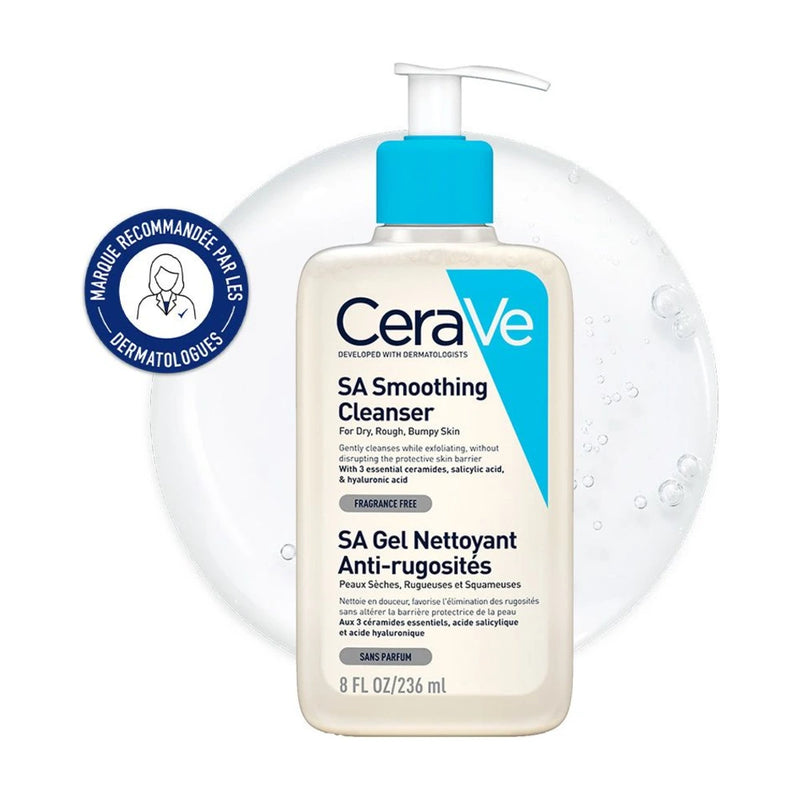 CeraVe SA Gel Nettoyant Anti-Rugosités Peau Sèche et Rugueuse – 236 ml