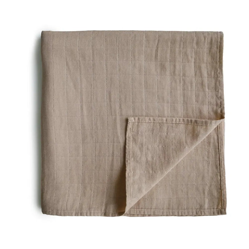 Mushie Organic Cotton Muslin Swaddle Blanket - Natural :