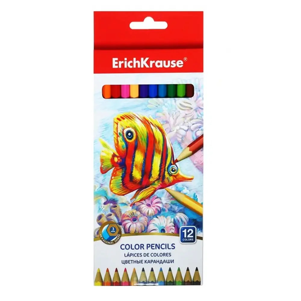 Erichkrause Box of 12 Colored Pencils 3mm Hexagonal Shape