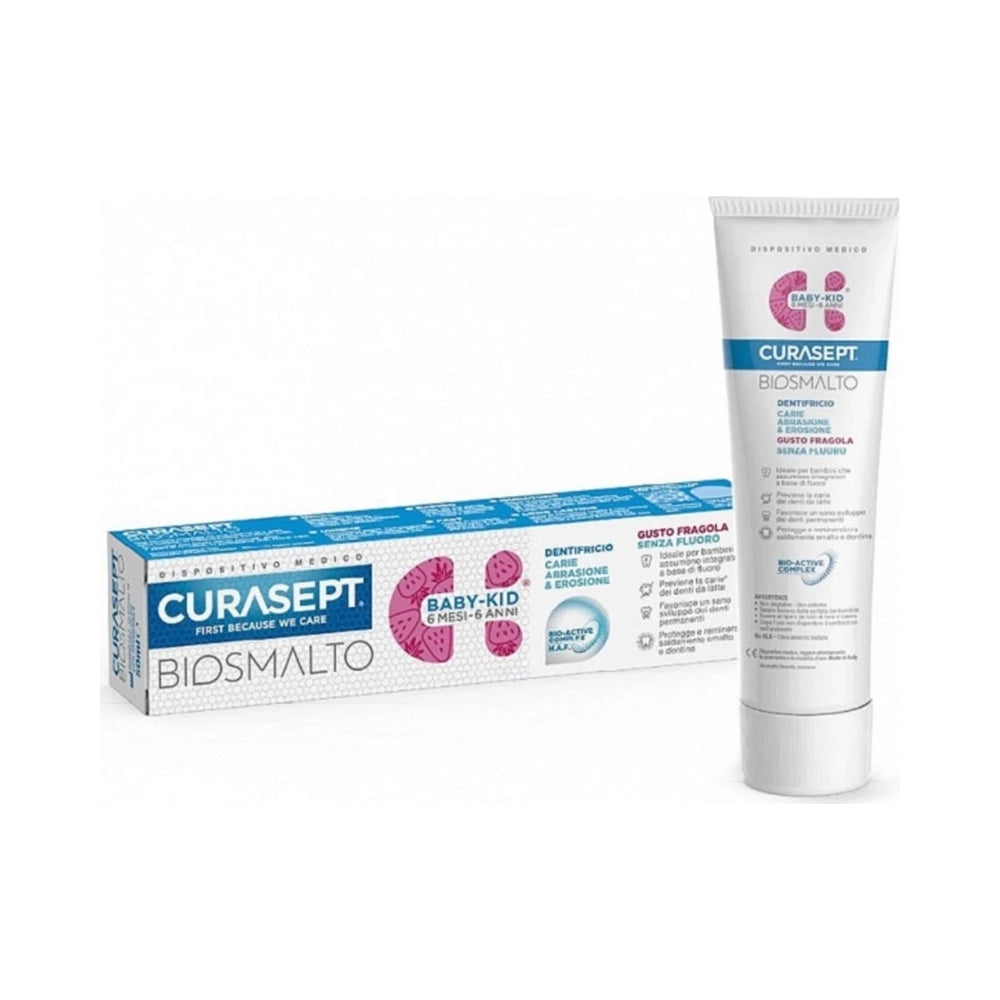 Curasept Biosmalto Baby-Kid dentifrice sans fluor fraise tube 50 ml