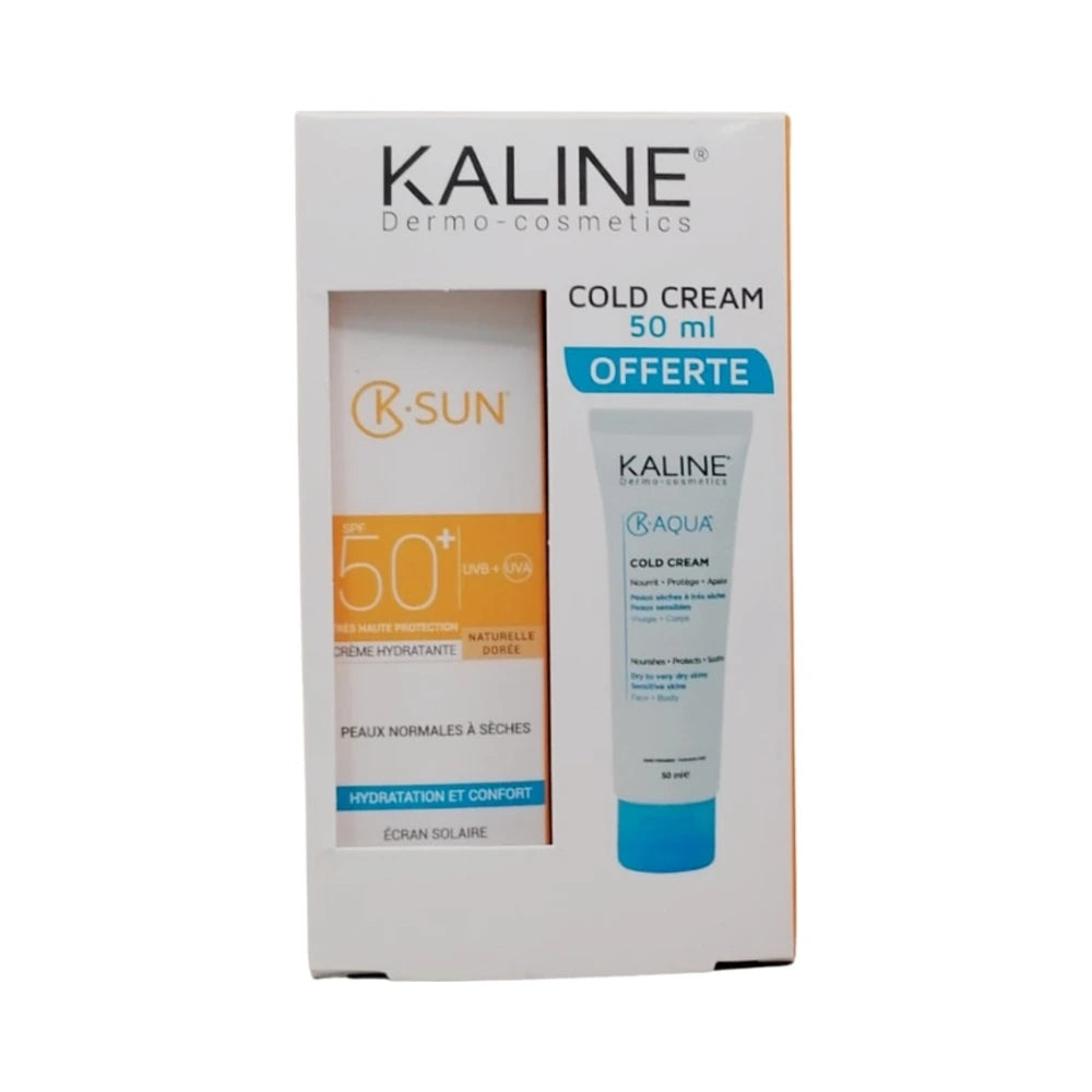 Pack Kaline écran fluide teinté doré K.Sun SPF 50+ et Cold Crème K.Aqua