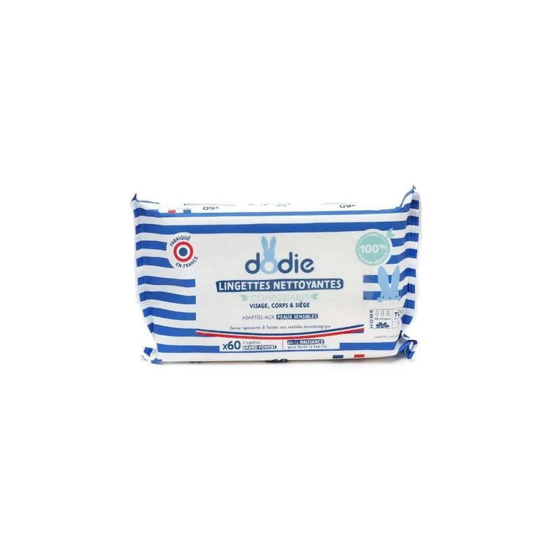 Lingettes Dodie Nettoyantes Dermo-Apaisantes 3 en 1 x60