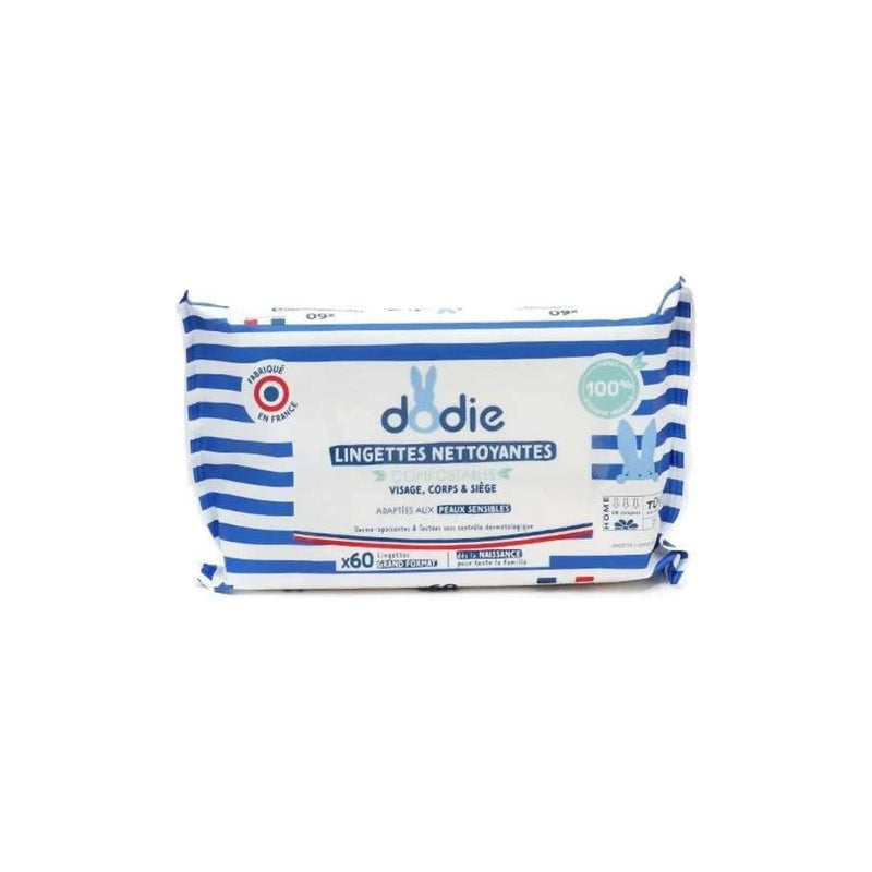Lingettes Dodie Nettoyantes Dermo-Apaisantes 3 en 1 x60