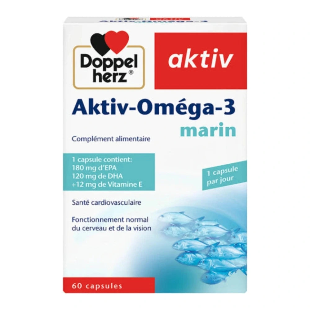 Boîte Doppel Herz Aktiv Oméga-3 Marin 60 capsules