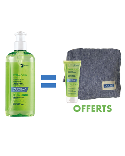 Offre Ducray: Shampooing Extra Doux 400ml + Shampooing Extra Doux 100ml + Trousse