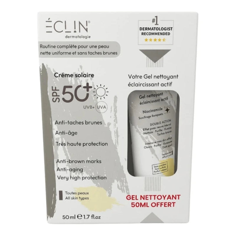 Eclin Ecran Solaire Anti-Tache 50ml+Gel Nettoyant 50ml Pack