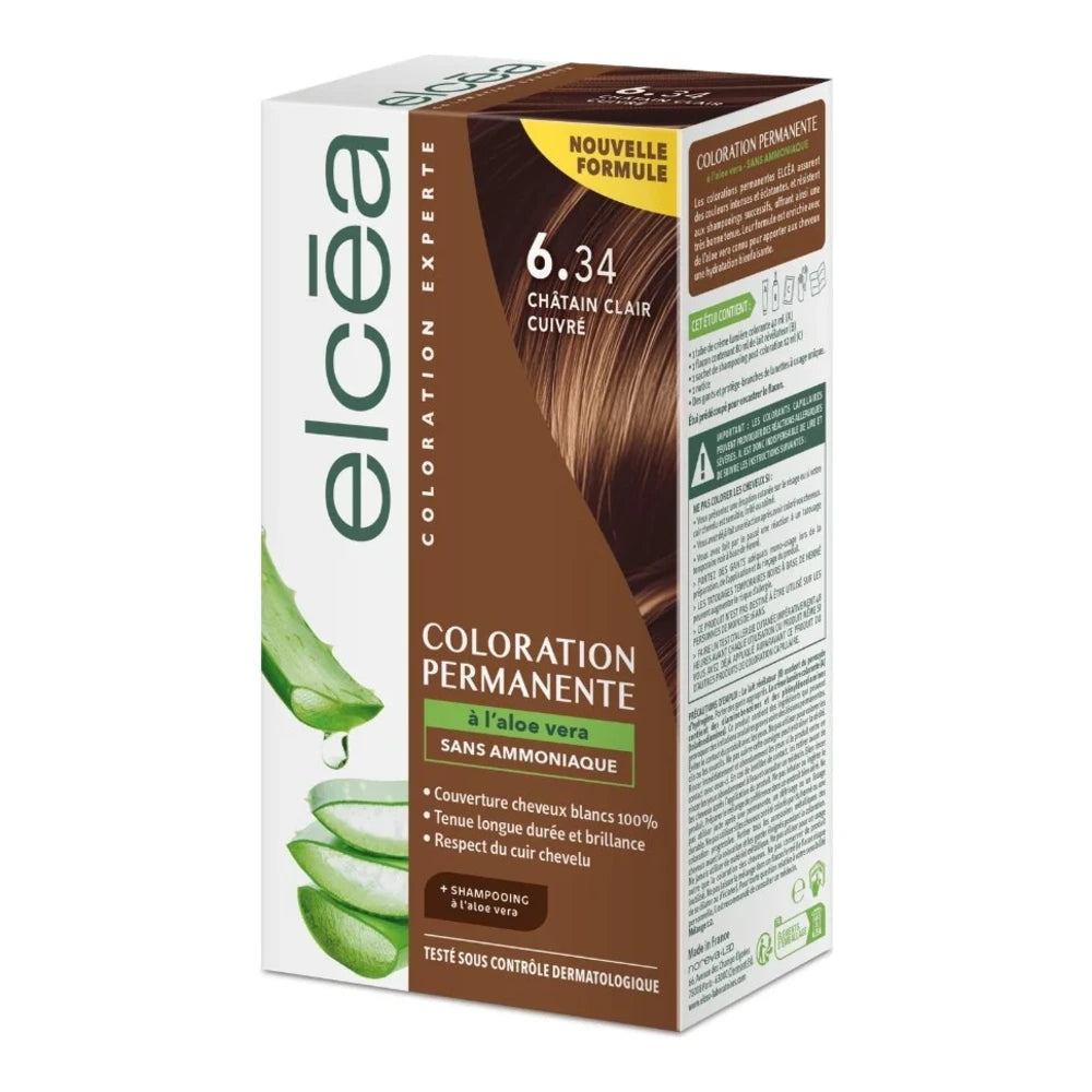 Elcea coloration permanente 6.34 Châtain Clair Cuivré